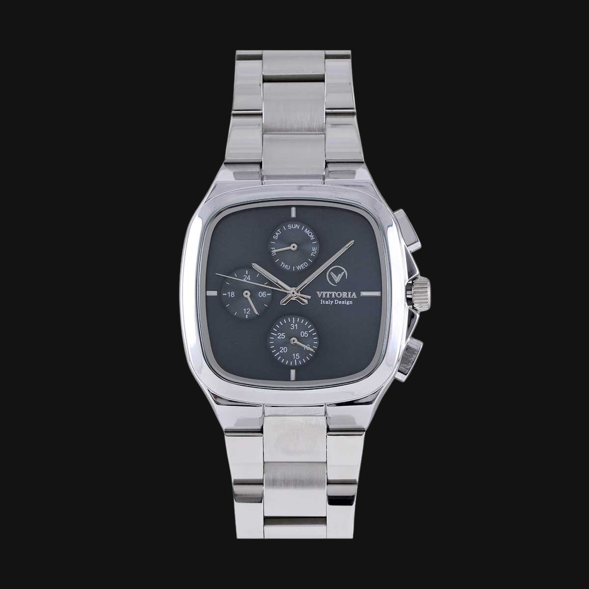 ساعت مردانه عقربه ای ویتوریا مدل VT3185 بند نقره‌ای