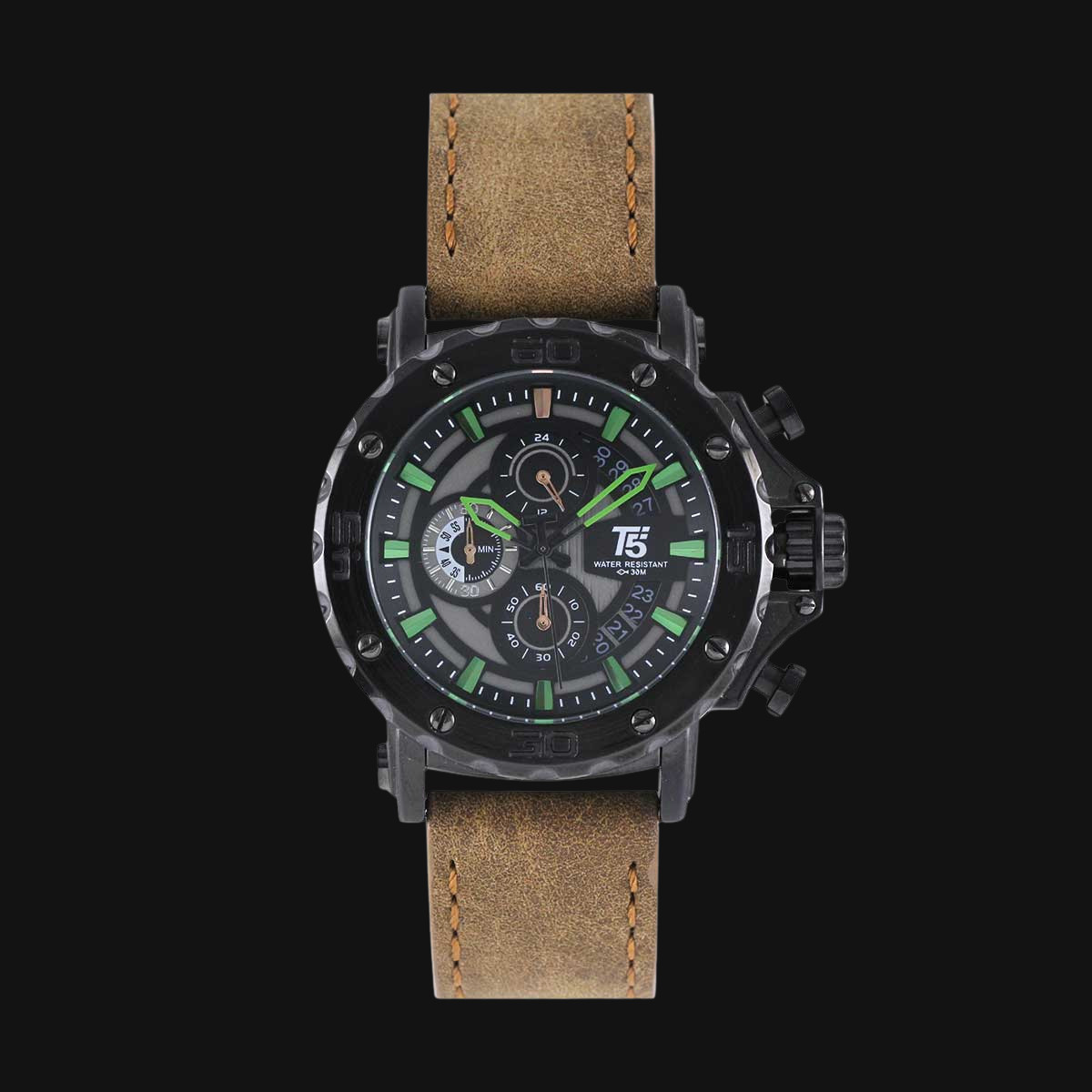 ساعت مچی مردانه عقربه ای تی فایو مدل H3641G مشکی سبز
