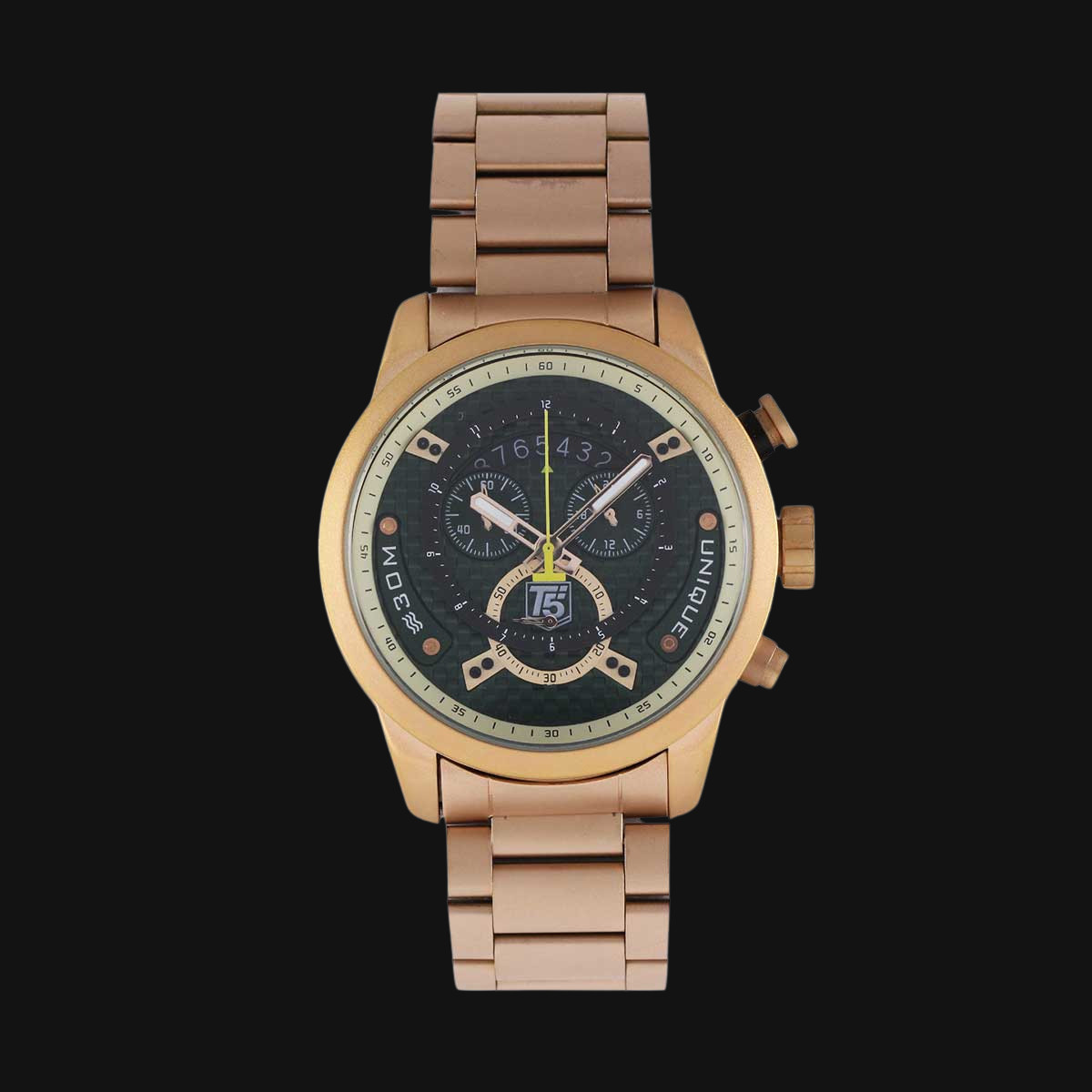 ساعت مردانه عقربه ای تی فایو مدل H3667G بند طلایی