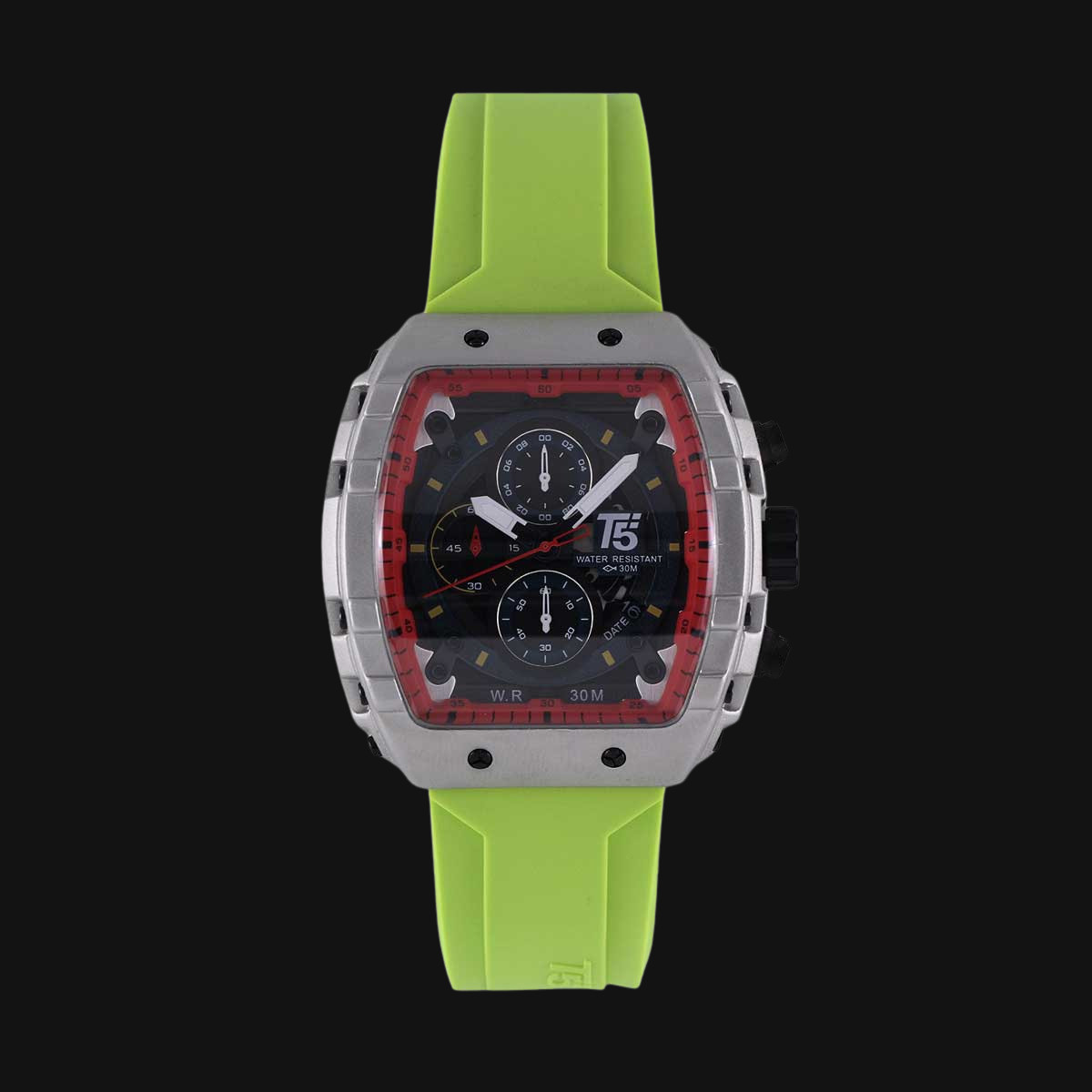 ساعت مردانه عقربه ای تی فایو مدل H3856G بند سبز فسفری