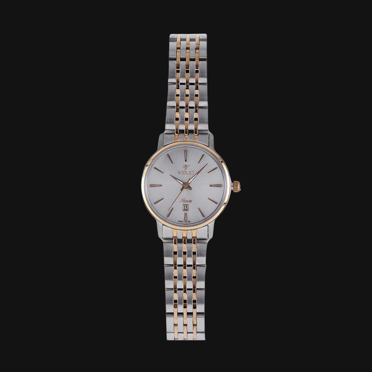 ساعت مچی زنانه عقربه ای ویولت نوا مدل B32764L/919 سفید رزگلد