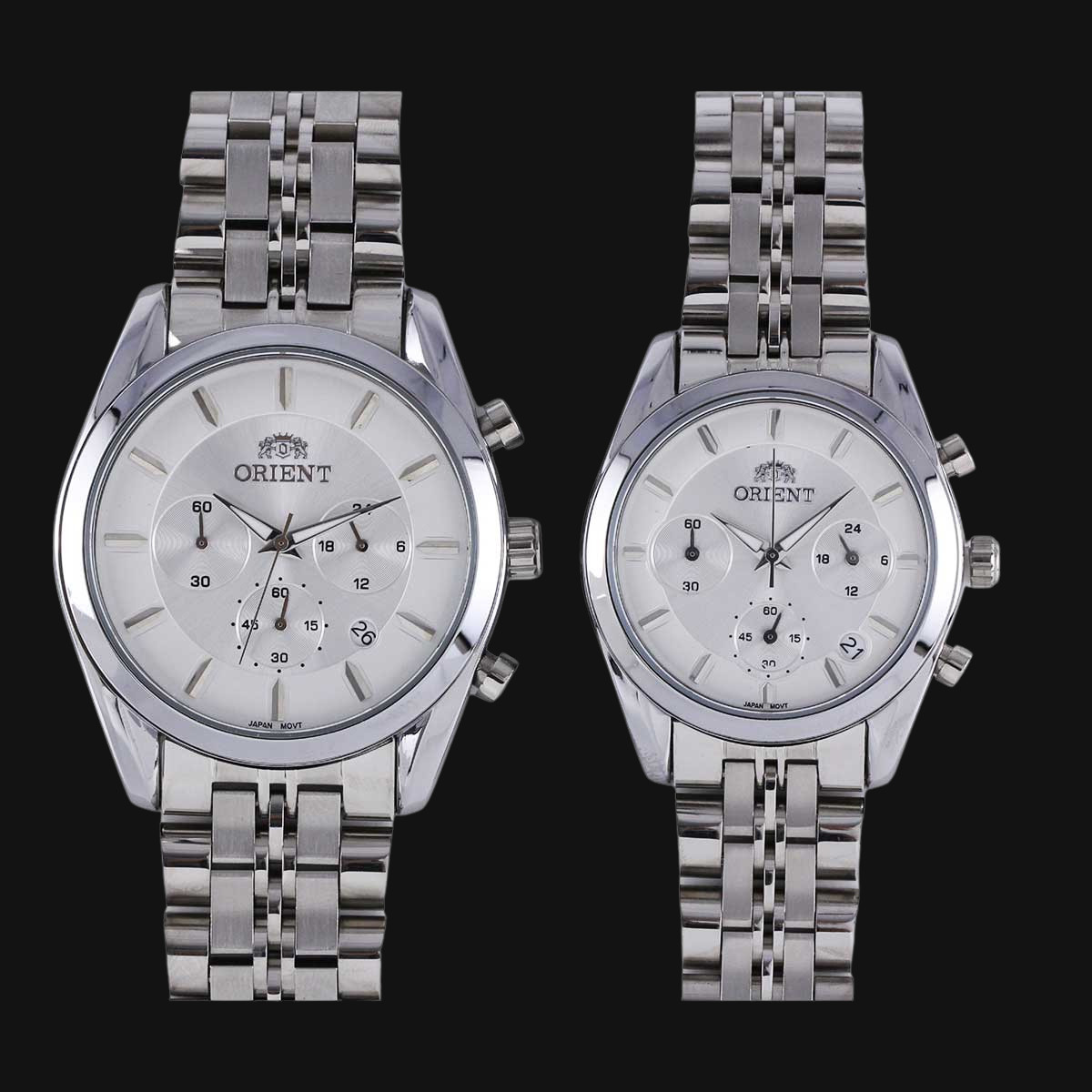 ساعت ست عقربه ای زنانه و مردانه اورینت نقره‌ای 1077G و 1077L