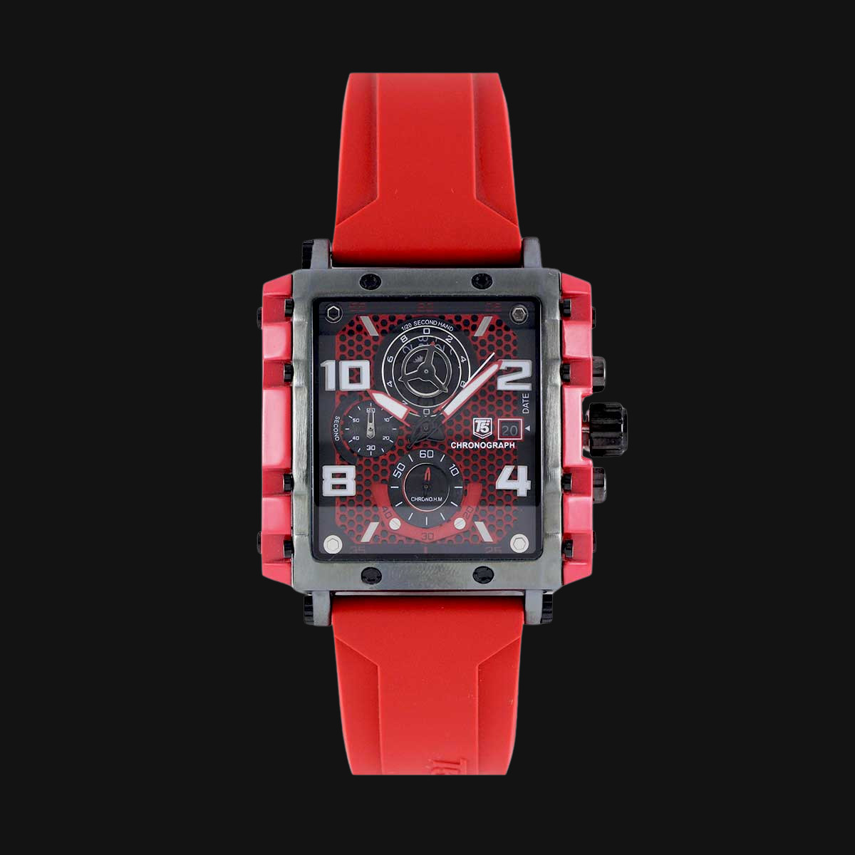 ساعت مردانه عقربه ای تی فایو مدل H3886G بند سیلیکونی قرمز