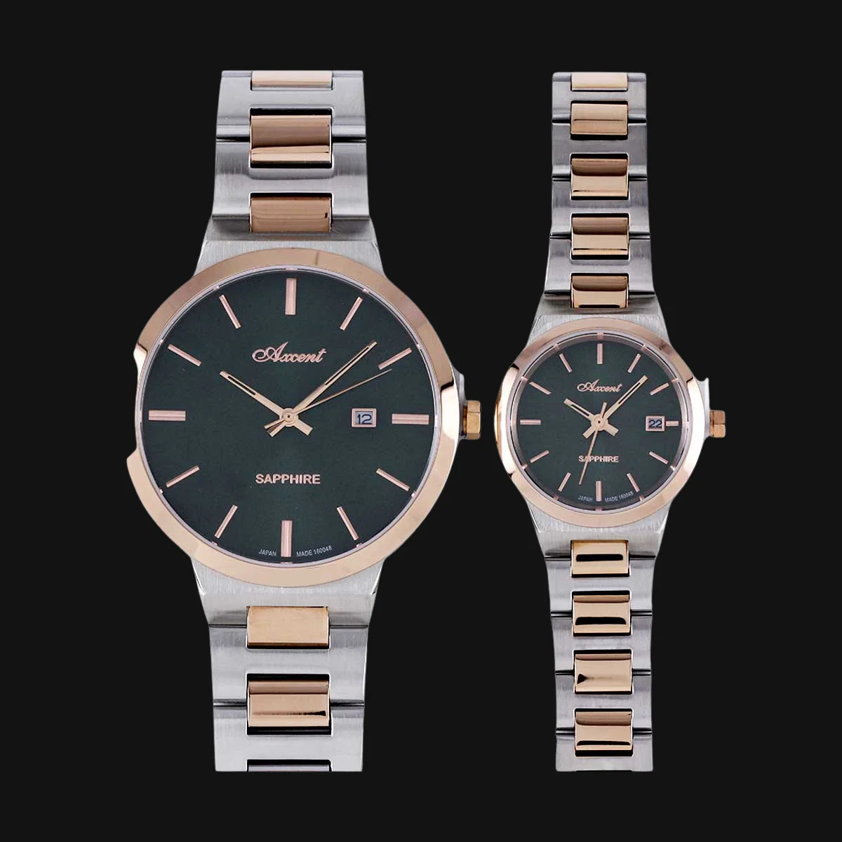 ساعت ست عقربه ای زنانه و مردانه اکسنت رزگلد AX160048M