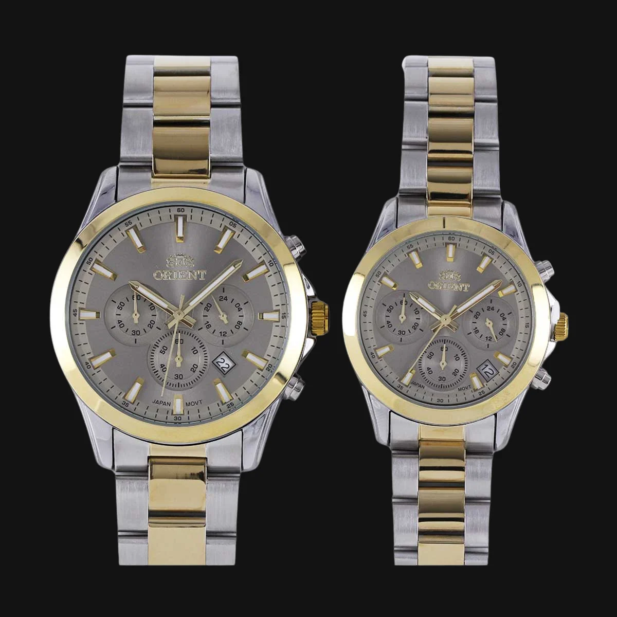 ساعت ست عقربه ای زنانه و مردانه اورینت نقره ایی طلایی 1095G و 1095L