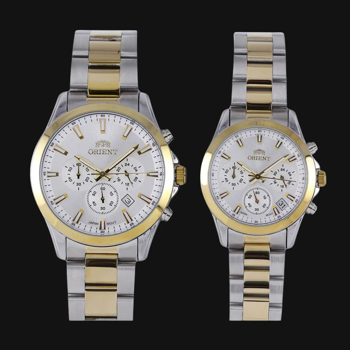 ساعت ست عقربه ای زنانه و مردانه اورینت نقره ایی طلایی 1095G