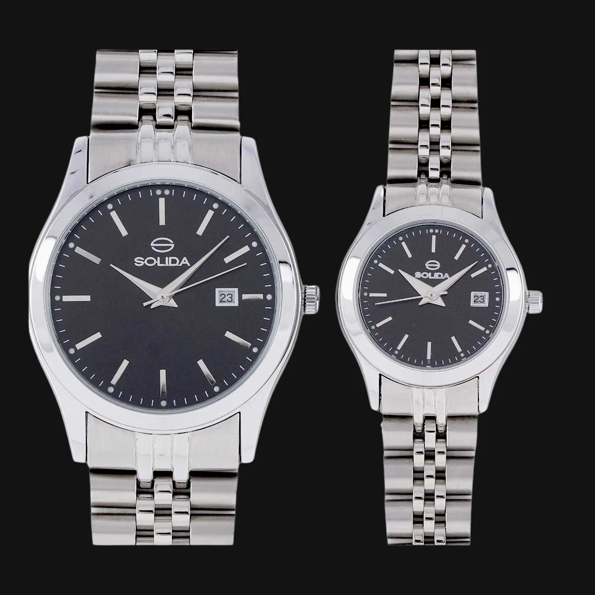 ساعت ست عقربه ای زنانه و مردانه سولیدا سیلور و مشکی S2136G و S2136L