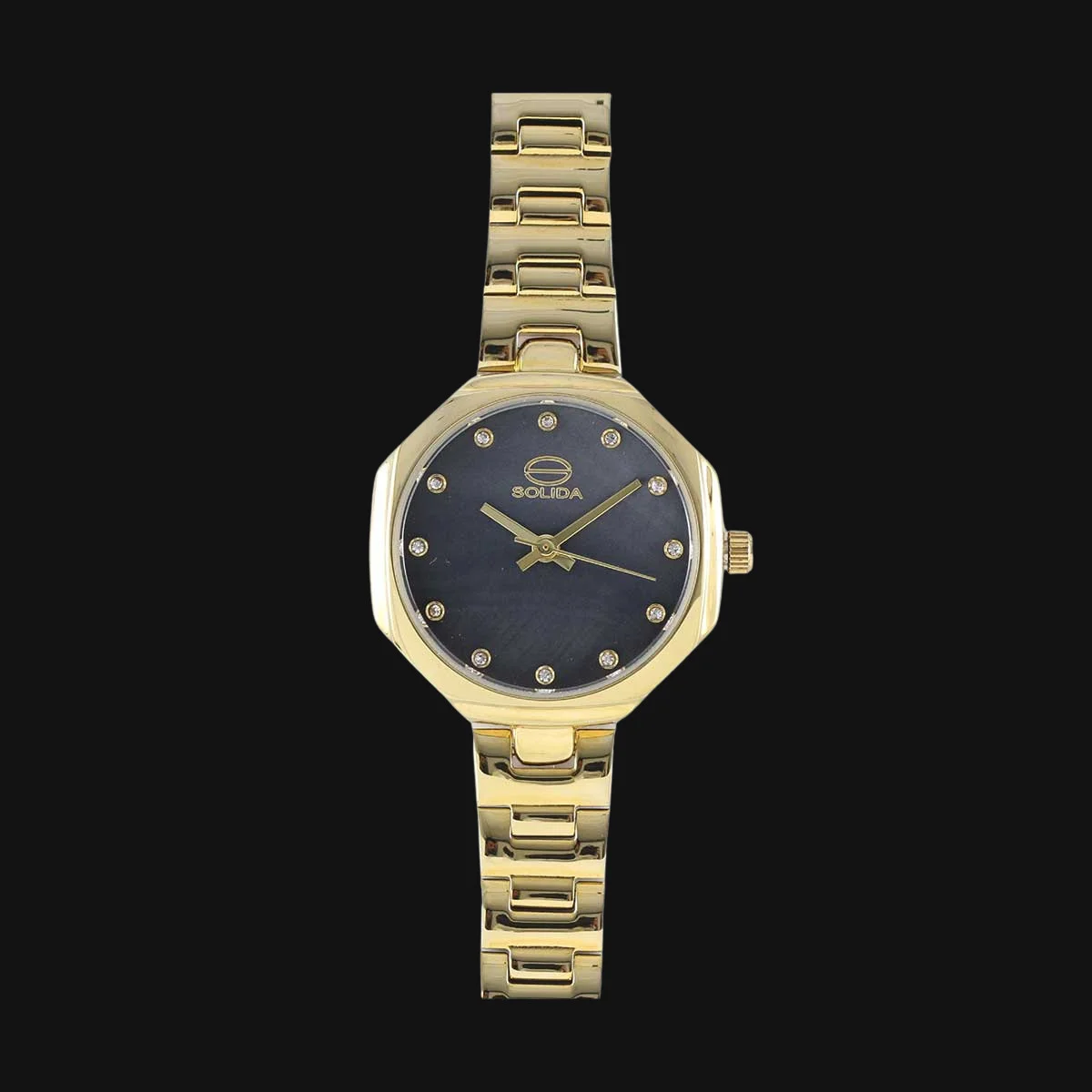 ساعت عقربه ای زنانه سولیدا مدل S5114L رنگ قاب طلایی براق